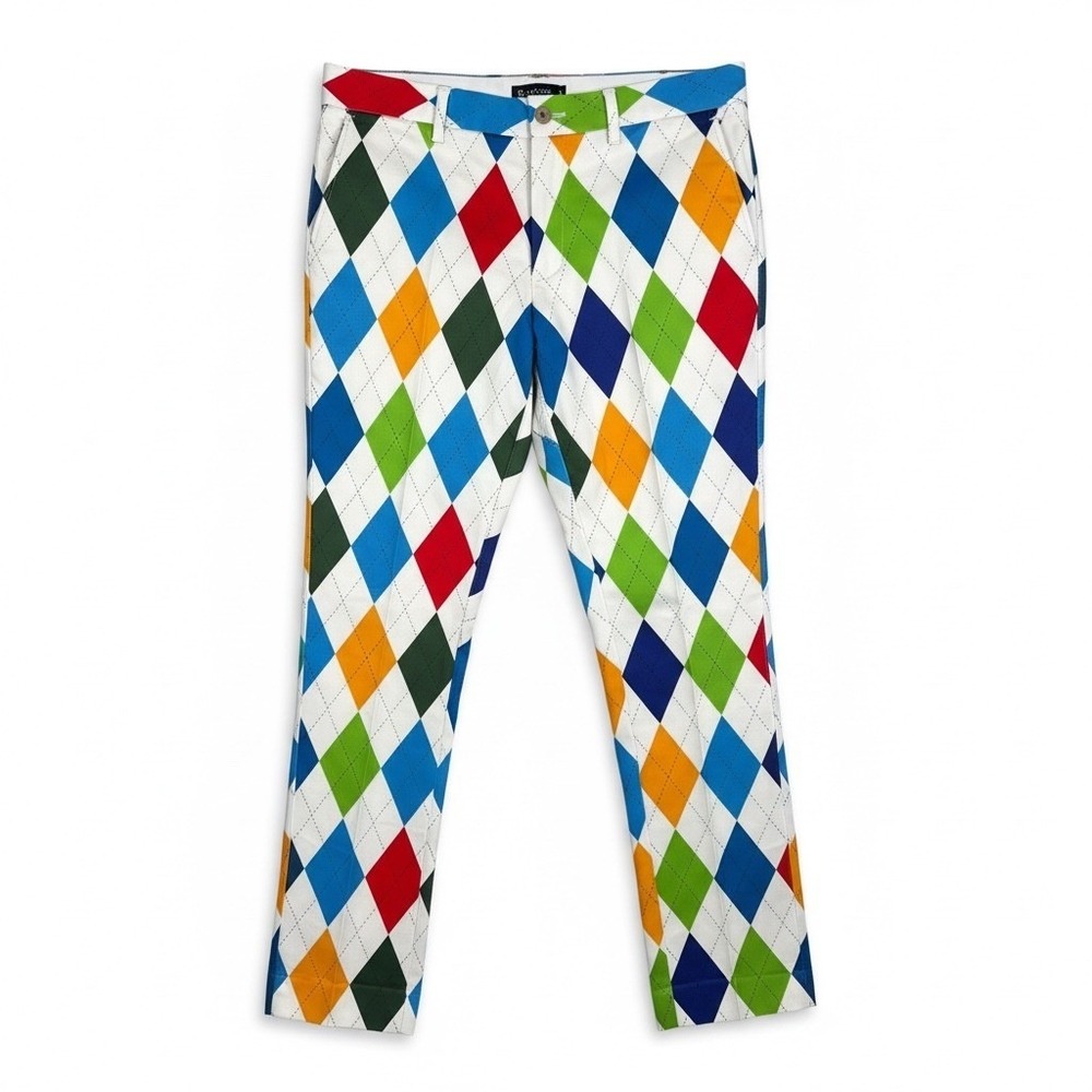 Royal & Awesome King of Diamond Mens Golf Trousers Argyle Multicolor 36x34 NEW